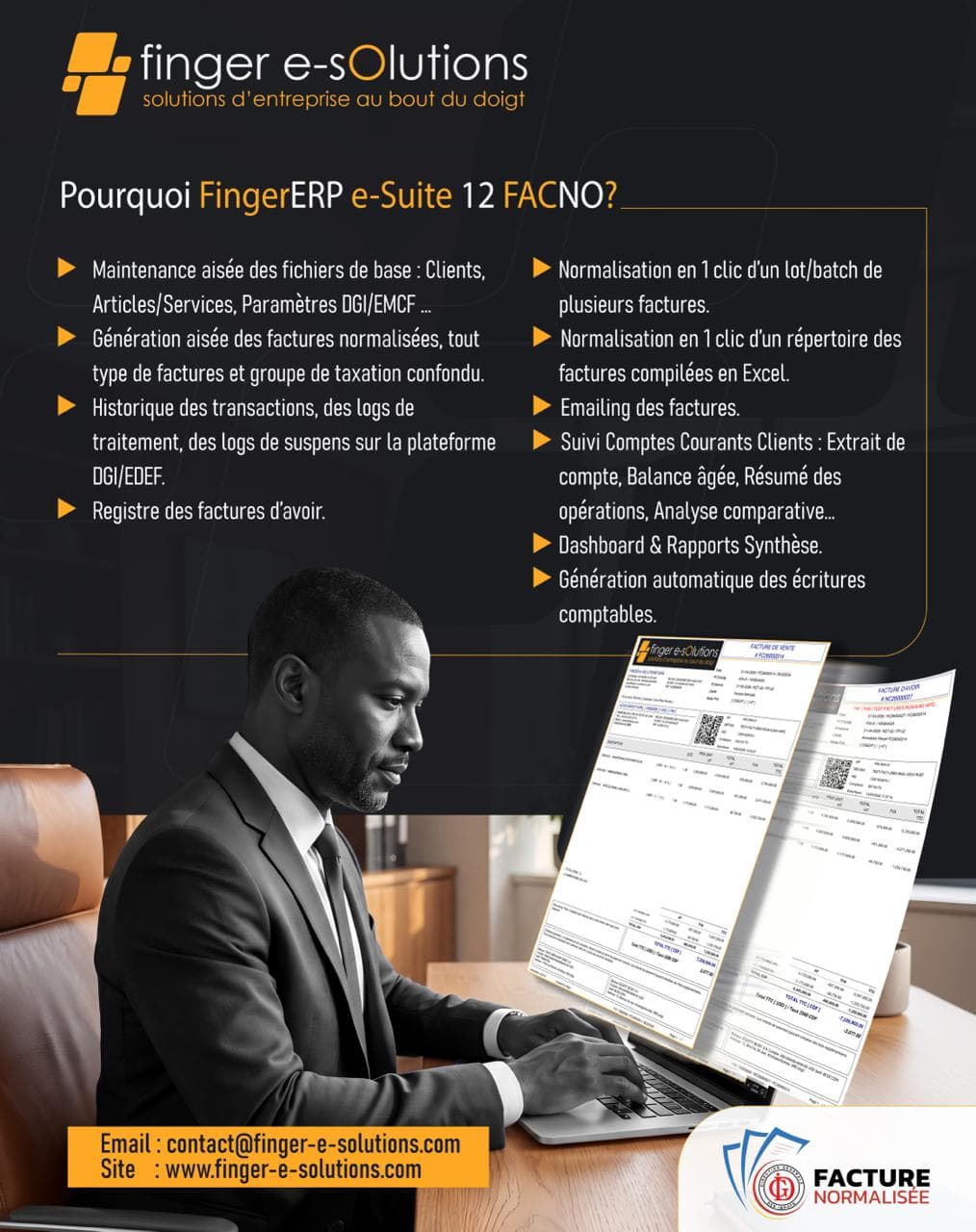 Finger e-Solutions présente FingerERP e-Suite 12 FACNO pour la gestion des factures normalisées